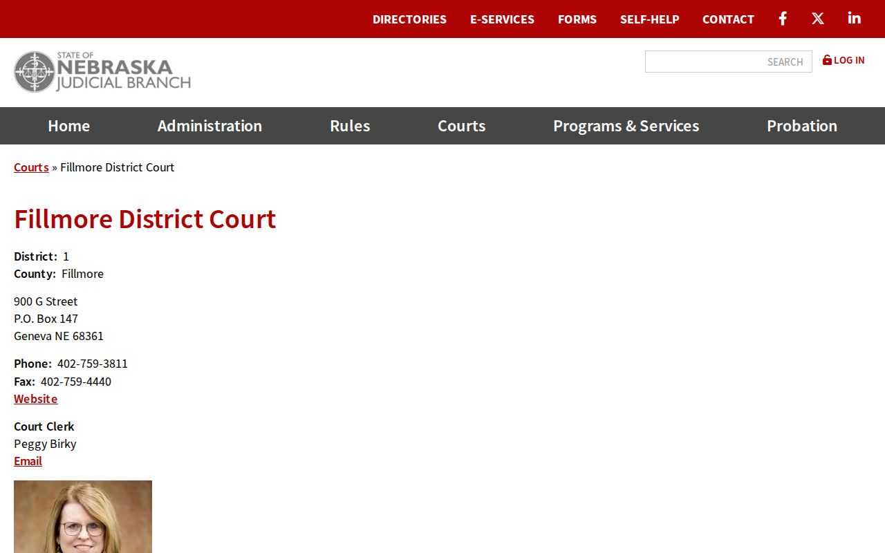 Fillmore County bench warrant lookup and District Court contact